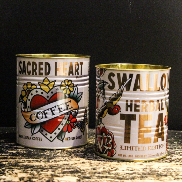 Tattoo Sacred Heart Tins - Vintage Style Decorative Tins - Set of 2